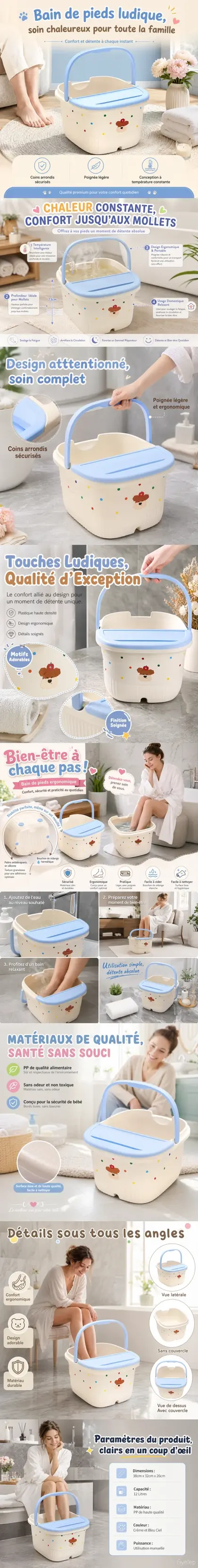 Thickened temperature-controlled foot bath